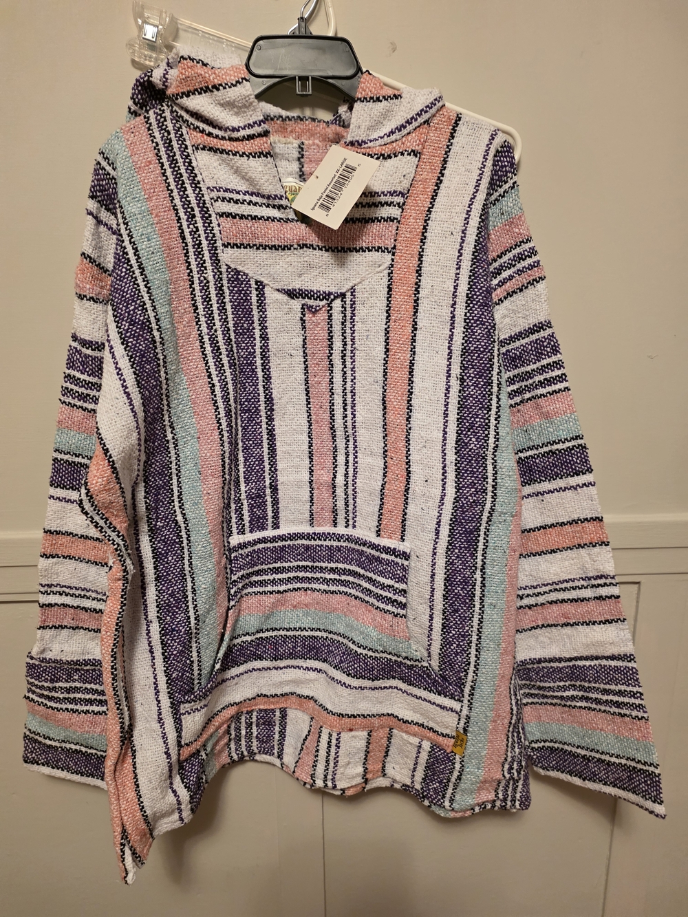 Striped Baja Hoodie Sweater - Pastel Pink, Mint & Purple